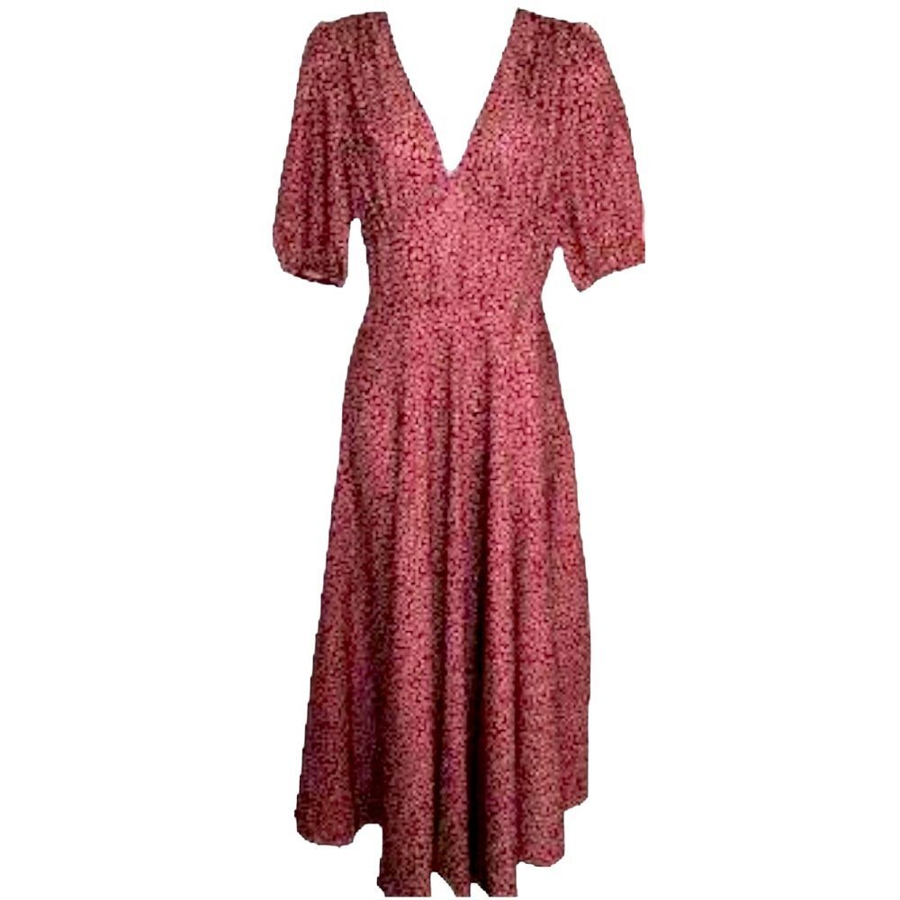 SHEIN Classy V-Neck Ruched Sleeve Ditsy Floral Dress